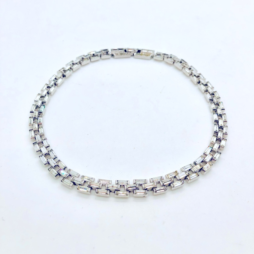 Vintage Rare Crown Trifari Baguette Rhinestone Necklace